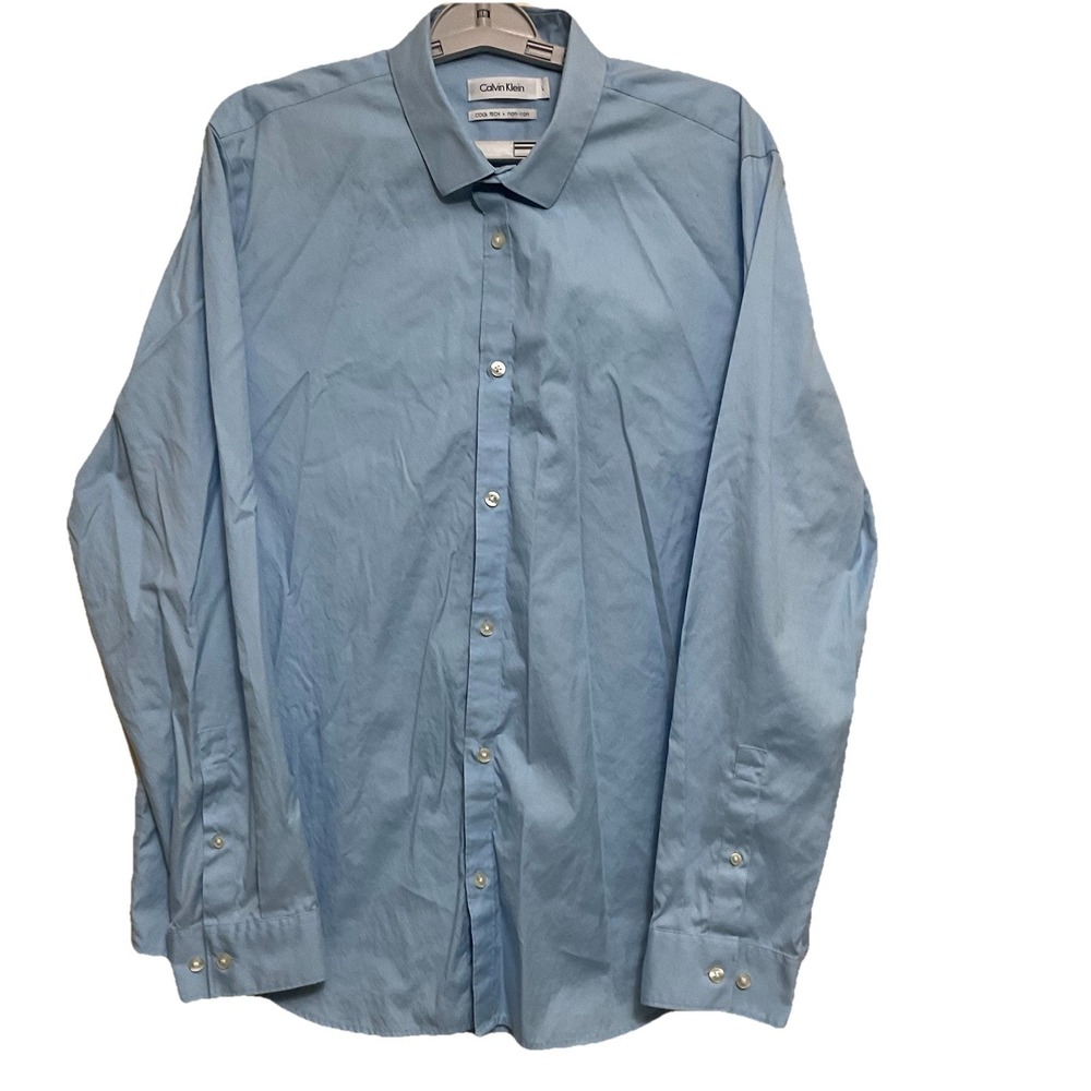 Calvin Klein Men's Button‎ Up Shirt  L Infinite Non-Iron Slim Fit Stretch Collar